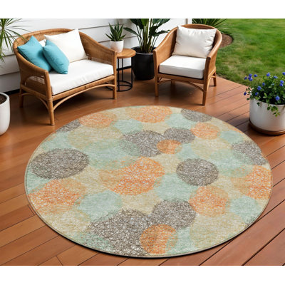 Tapis intérieur lavable à pois 8 po beige et orange