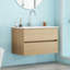 Meuble-lavabo mural moderne de 32 pouces avec lavabo en céramique, conception en bois massif, idéal pour les petits espaces