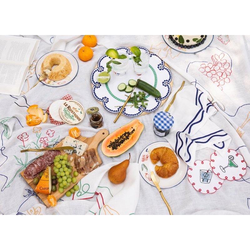 Fete Embroidered Linen Coasters