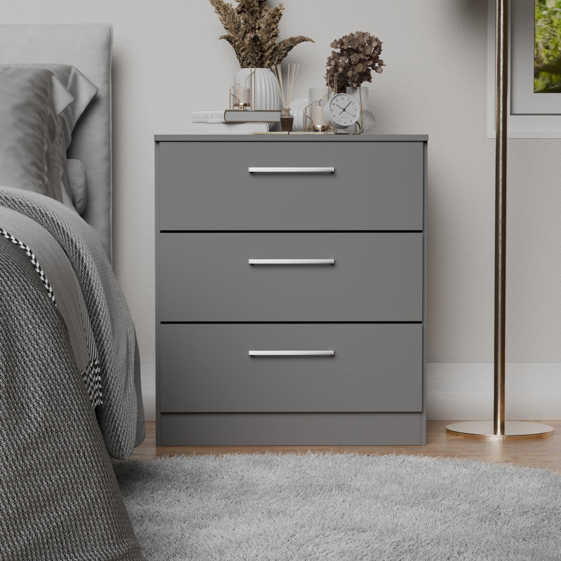 Ensemble de 2 commodes verticales 3 tiroirs Conteh - solution de rangement moderne, Gris