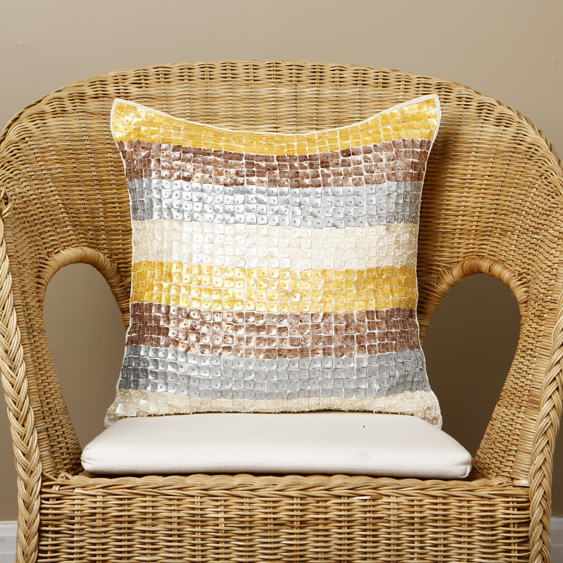 Housse de coussin en nacre à rayures multicolores