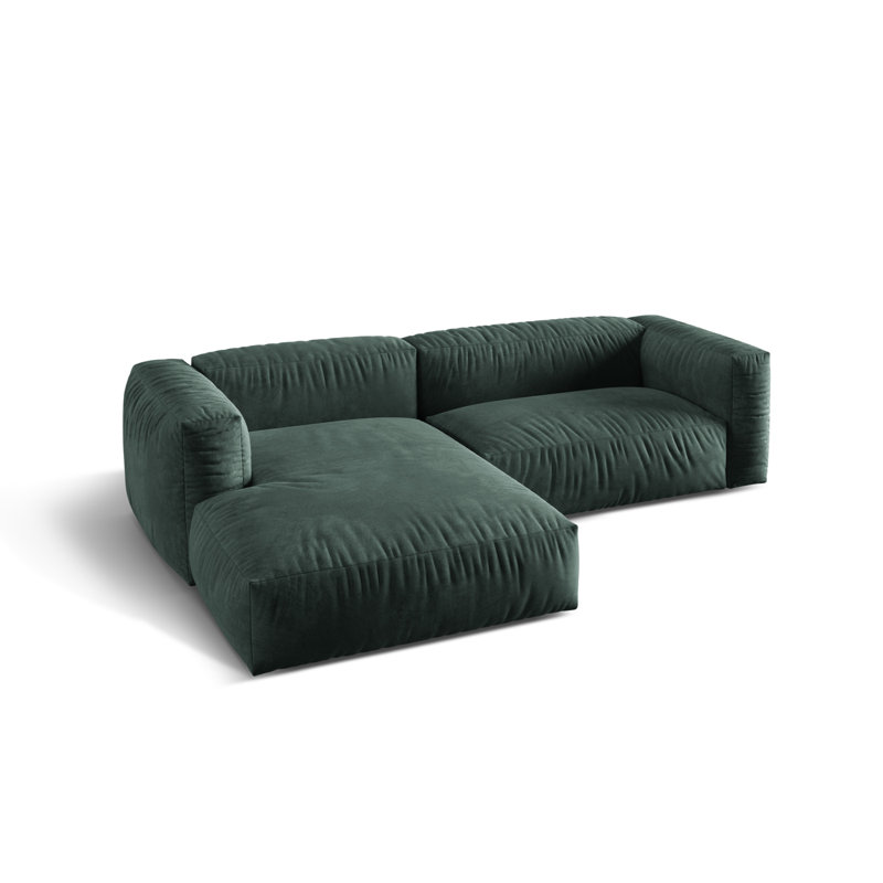 Bedar 2 Seater Velvet Corner Sofa , Petrol