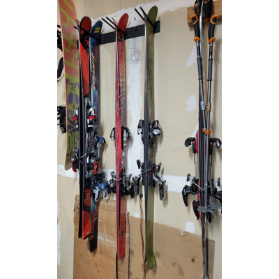 Heavy-Duty Steel Wall Mount Ski Rack - Holds 8 Pairs, 200Lbs Capacity, Space-Saving Garage Storage for Skis/Snowboards
