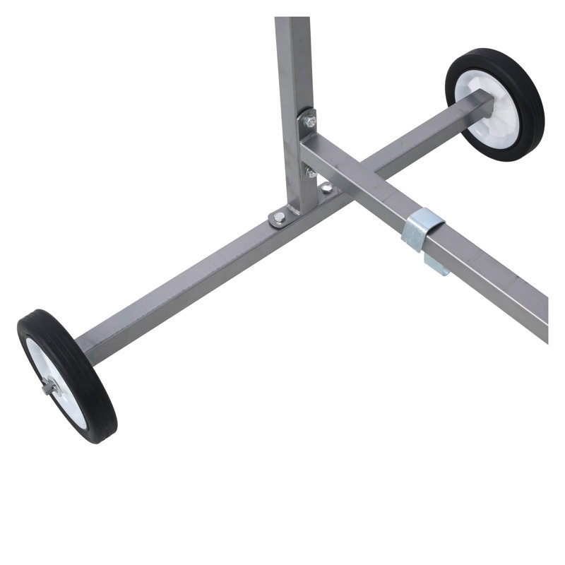 36 in. Steel Auto Paint Stand with Adjustable Hood Hanger and Spray Rack, Silver