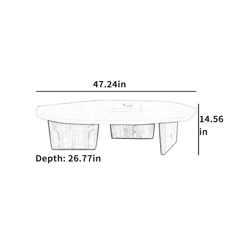Table basse moderne et simple, Brun, H 14,56 po x L 47,24 po x l 26,77 po