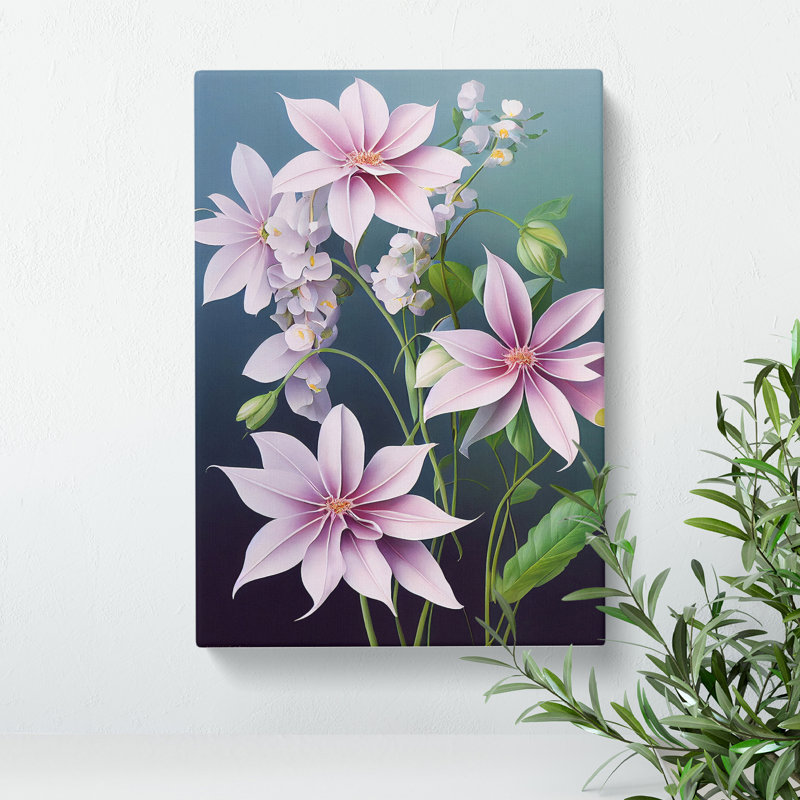 Pastel Flowers - Wall Art, Wrapped Canvas, 50cm H x 35cm W, No Matte