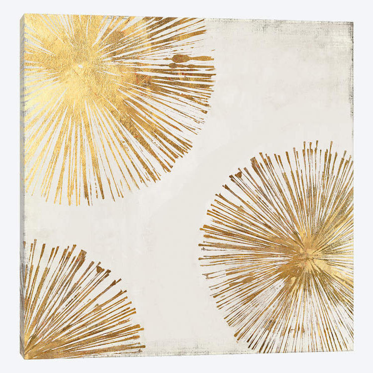 «Gold Star II», impression sur toile, H 24 po x l 24 po x P 1 po, Papier avec cadre noir, Blanc