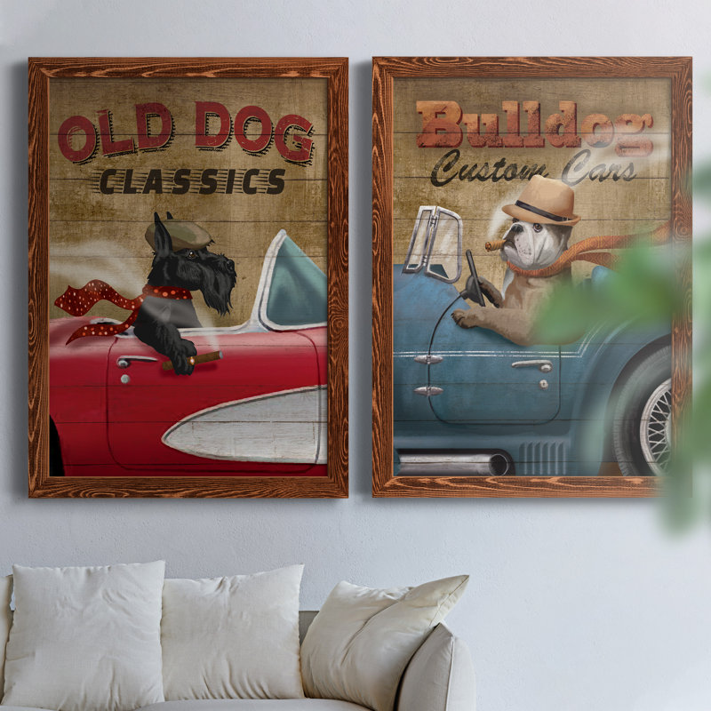 Old Dog Classics - Ensemble de 2 reproductions de cadres photo sur toile, H 31,5 po x l 47 po x P 1,5 po, Cadre en érable