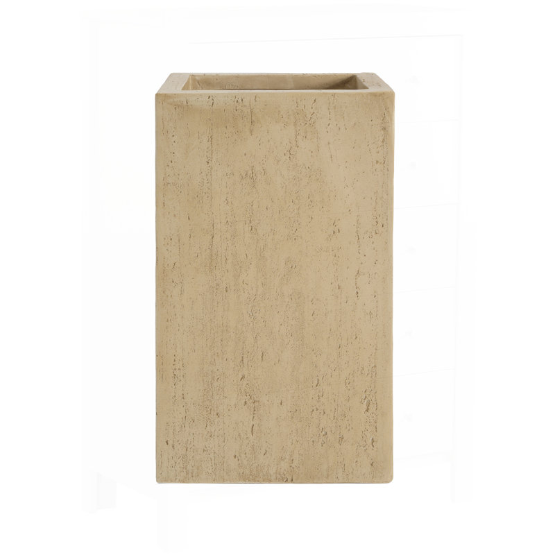 Boîte à fleurs rectangulaire en travertin faite à la main MGO, H 27 po, parfaite pour l'intérieur et l'extérieur, durable et élégante