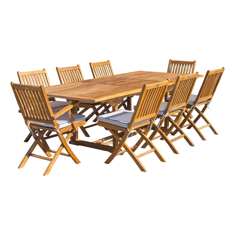 8 - Person Teak Wood Patio Dining Set with Rectangular Table