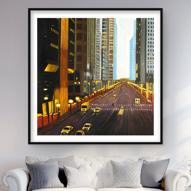 «New York City 9th Street Car Scenic», reproduction encadrée, H 48 po x l 48 po, Noir