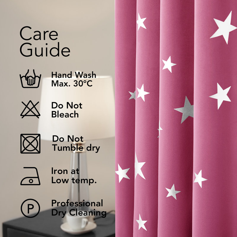 Manzanita Eyelet Room Darkening Thermal Curtains, Pink, 132cm W x 138cm D