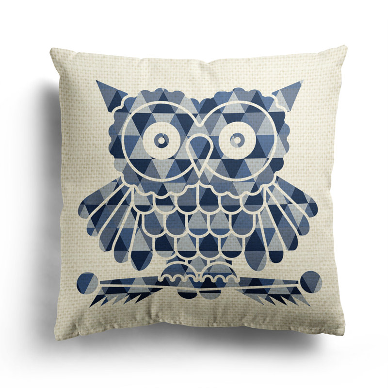 Coussin Owl - Triangles In Blue Shades