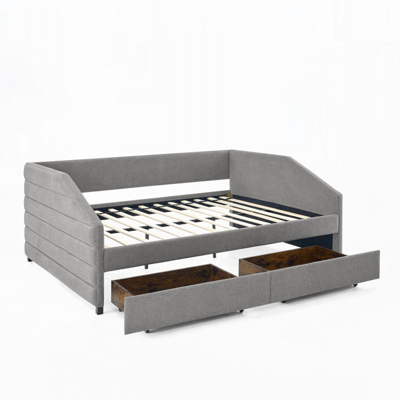 Lit de jour moderne avec deux tiroirs, Gris