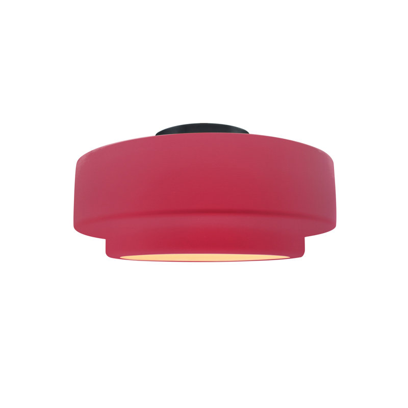 Plafonnier semi-encastré en céramique Dottie, Cerise, Noir mat, H 7 po x l 12 po x P 12 po