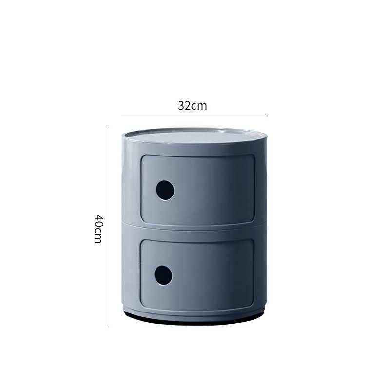 2-Shelf Round Side Table with Storage, Grey