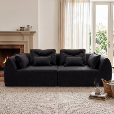 100 Inch Cloud Chenille Modular Sofa with Deep Seats and Curved Arms for Living Room