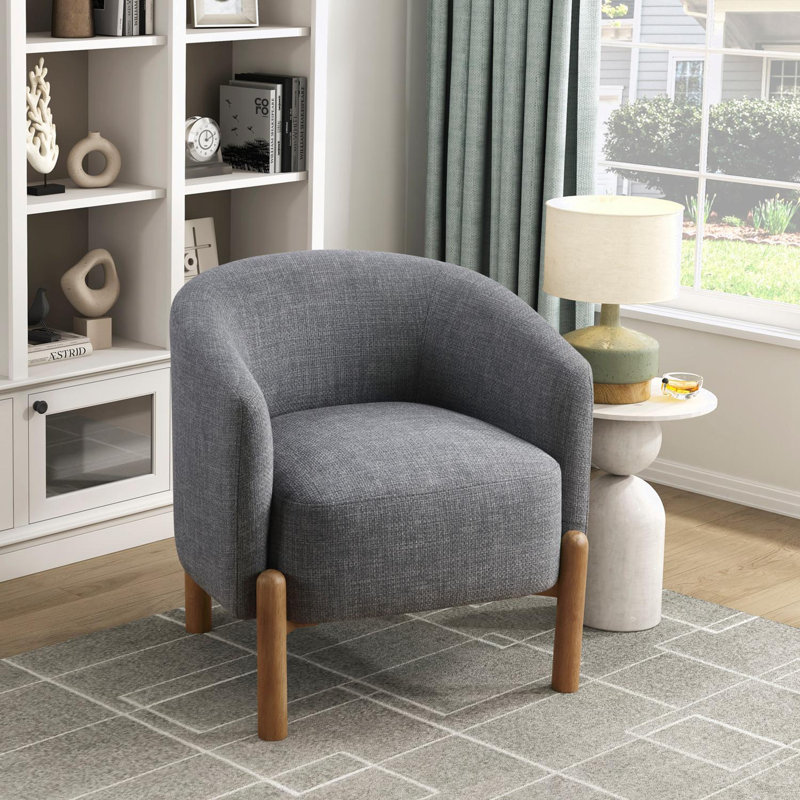 Chaise d'appoint rembourrée avec pieds en bois, Beige