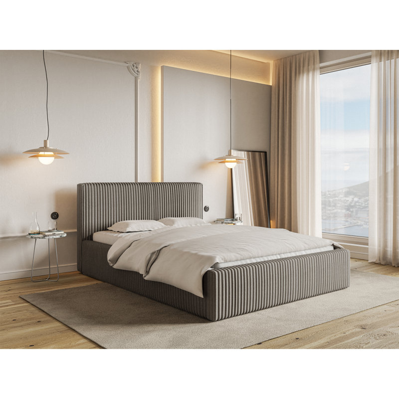 Angeleen Upholstered Ottoman Storage Bed, King (160 x 200 cm), Dark Beige