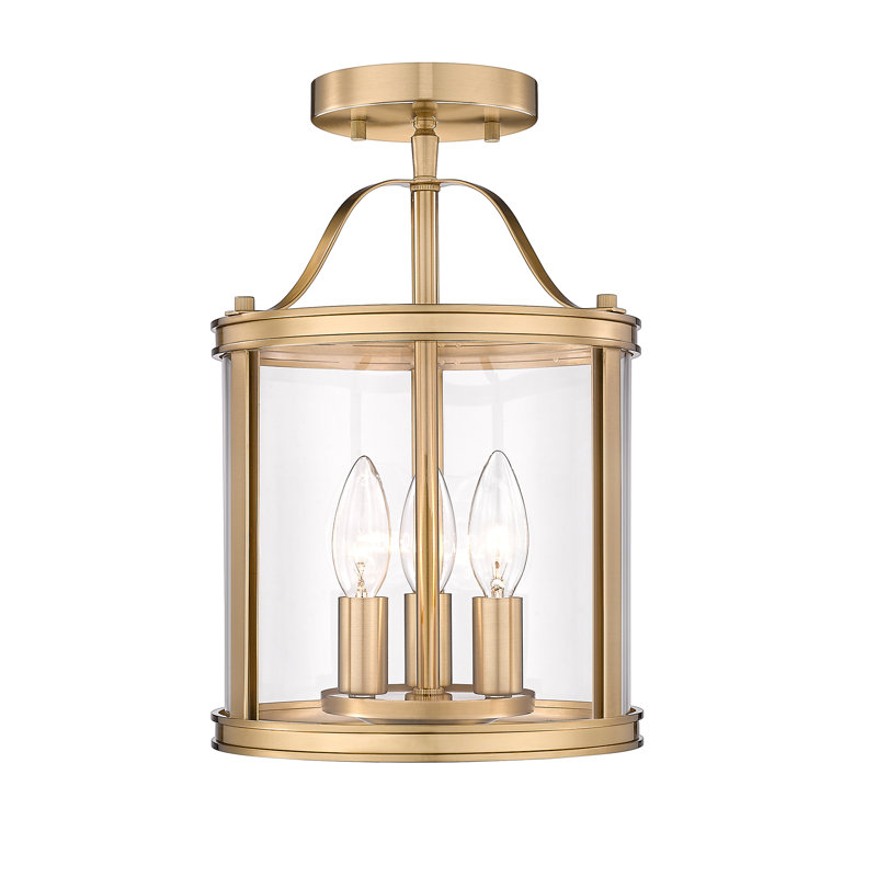 8.75" 3-Light Dimmable Flush Mount with Glass, Gold