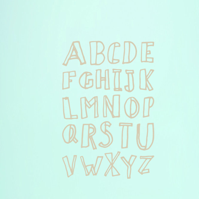Décalcomanie murale alphabet doodle, Beige