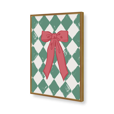 «Chequered Christmas Bow» par April Lane, reproduction d'art sur toile