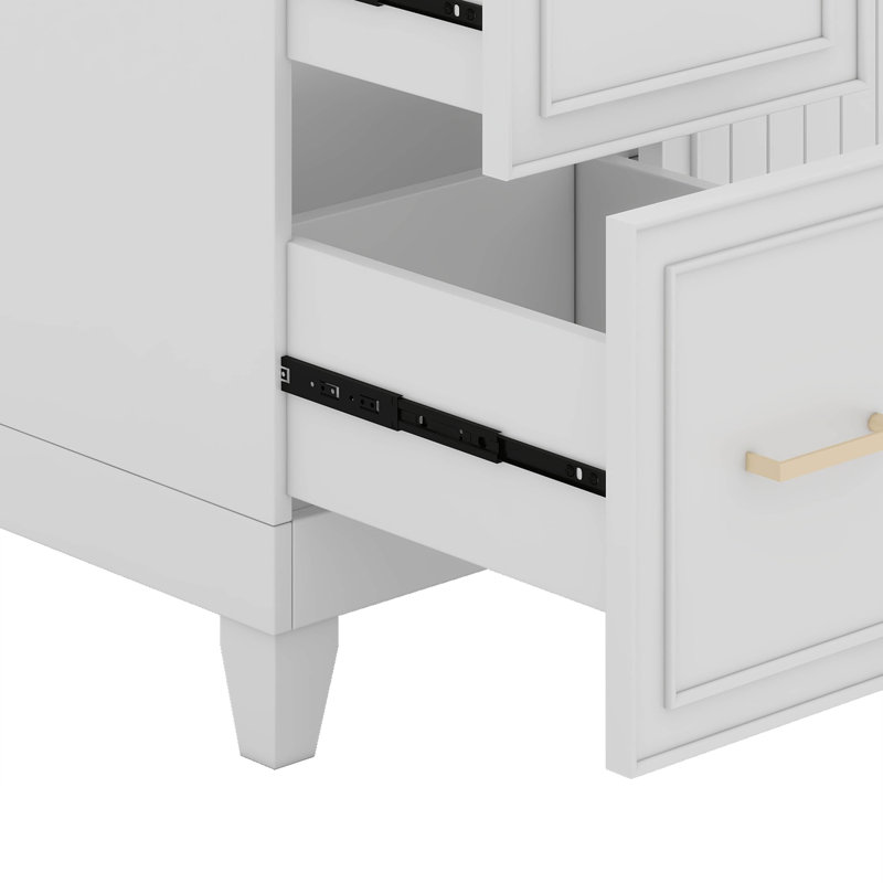 Meuble-lavabo 36 po avec lavabo en céramique, tiroirs standard et double couche, tablettes réglables, Blanc