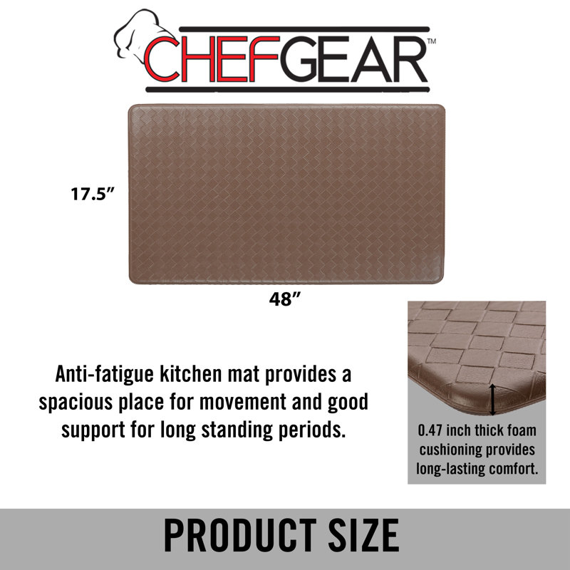 Mocha Basketweave Anti-Fatigue Kitchen Mat 17.5" x 48"