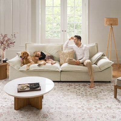 Silvia 102" Oversized Cloud Modern Storage Sofa With Lotus-Leaf Edge