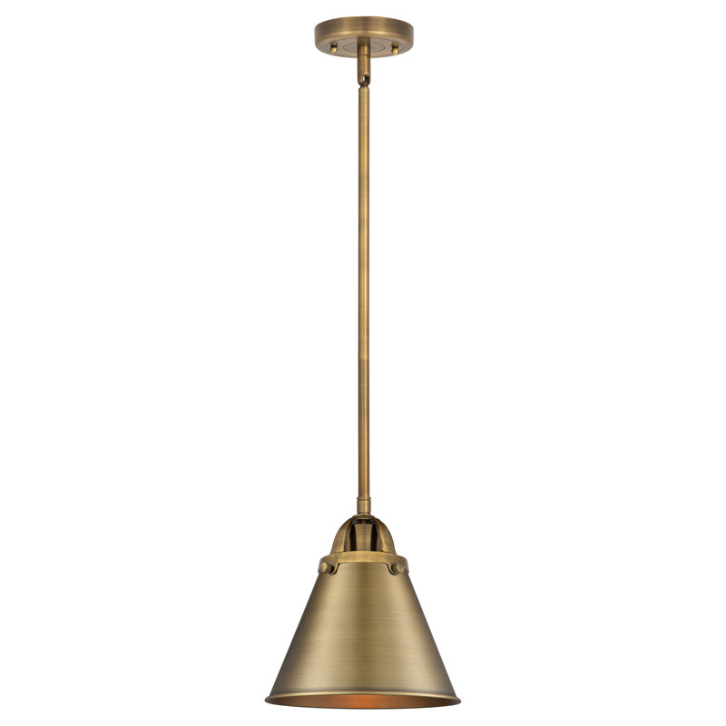 Luminaire suspendu en forme de cloche à 1 lumière Rouvin, Laiton brossé, Laiton brossé
