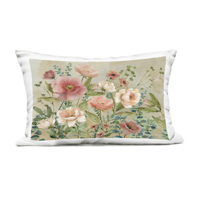 Cluster of Spring Blooms Outdoor Printed Pillow design by Nan