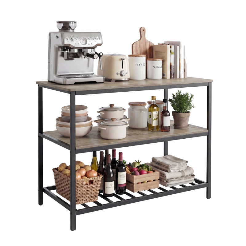 Riggle 47.4'' W Kitchen Island, Greige/Black