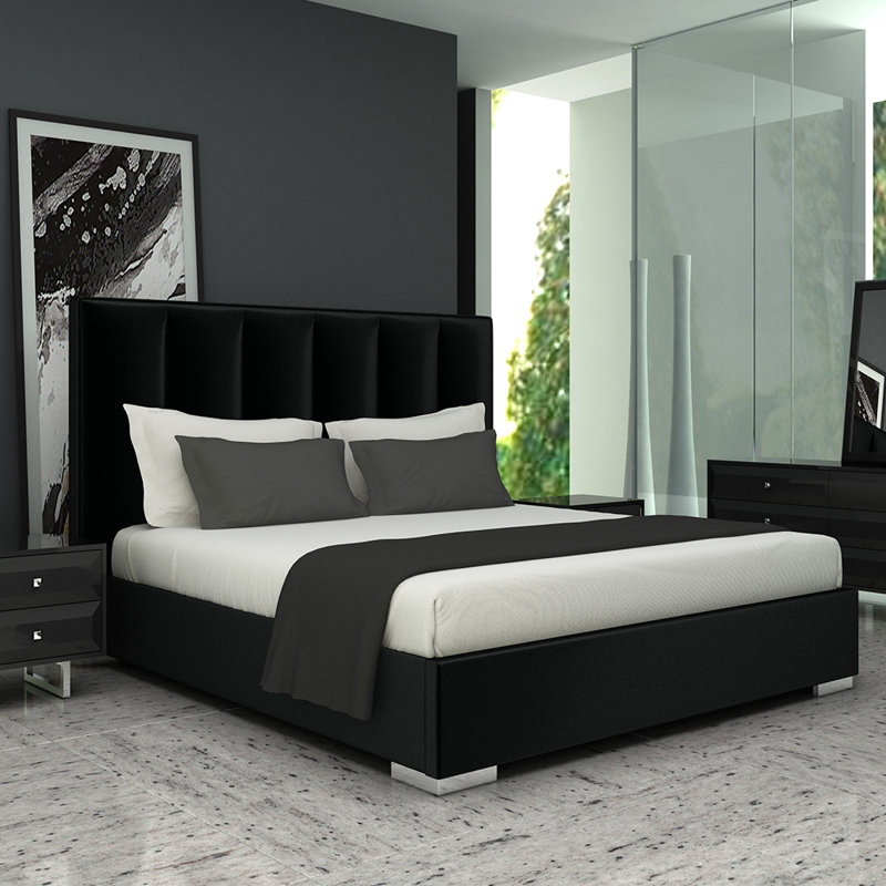 Almanzar Tufted Upholstered Velvet Bed, Queen, White