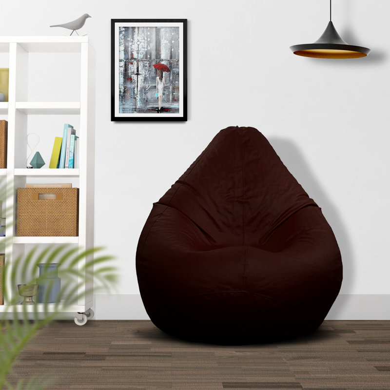 Leatherette Solid Indoor Bean Bag Cover - Filling Not Included, Brown