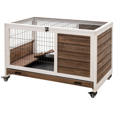 Cage surélevée pour animaux en bois avec plateau coulissant, petit animal