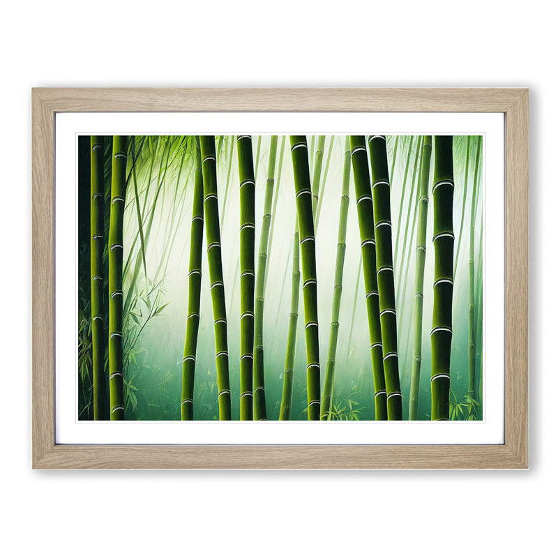 Contoured Bamboo Forest - Framed Print, 46cm H x 64cm W x 2cm D, Oak