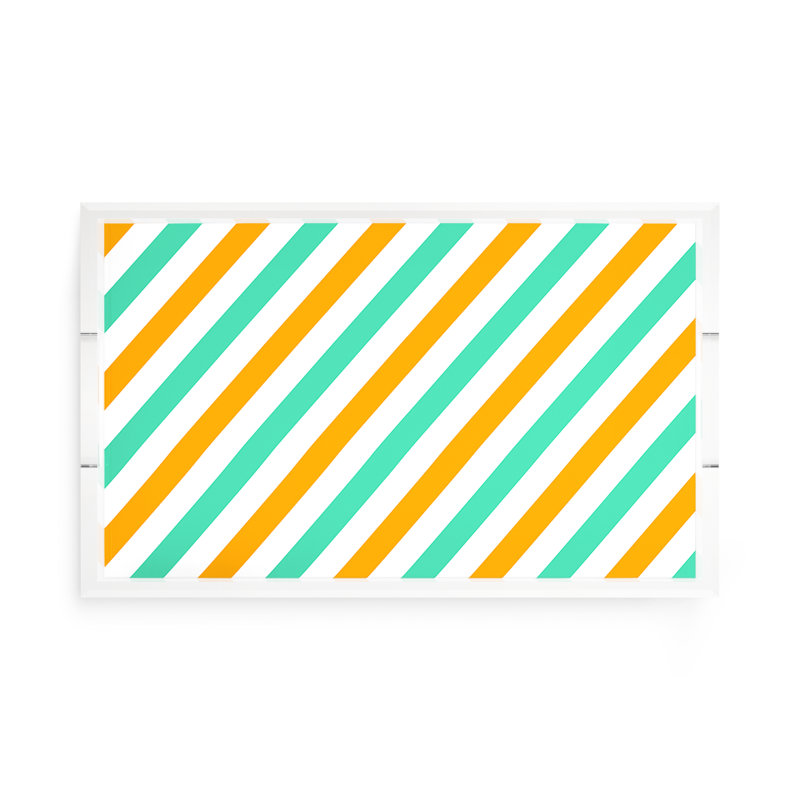 Plateau décoratif rectangulaire Candy, 12.5"W x 7.75"D x 2"H, Orange / Vert