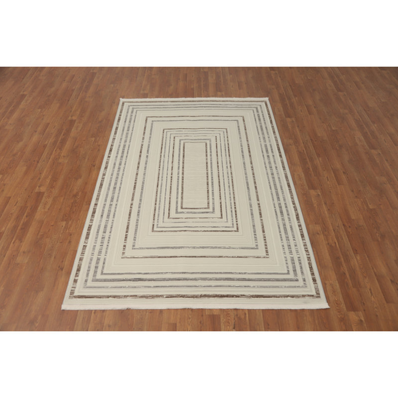 Neutral Tones Elegant Geometric Pattern Rug 5x7