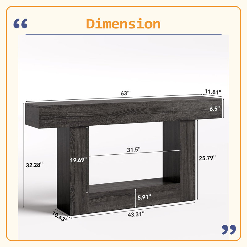 2-Tier Side Table,Entryway Table, Dark Gray