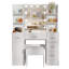 Ensemble de coiffeuse avec miroir de maquillage éclairé à DEL avec armoire et tablettes, blanc