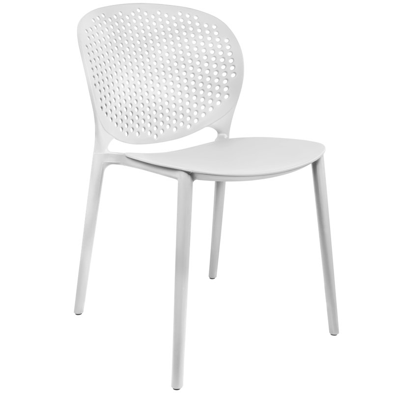 White Armless Polypropylene Stackable Outdoor Dining Chairs, Set of 2