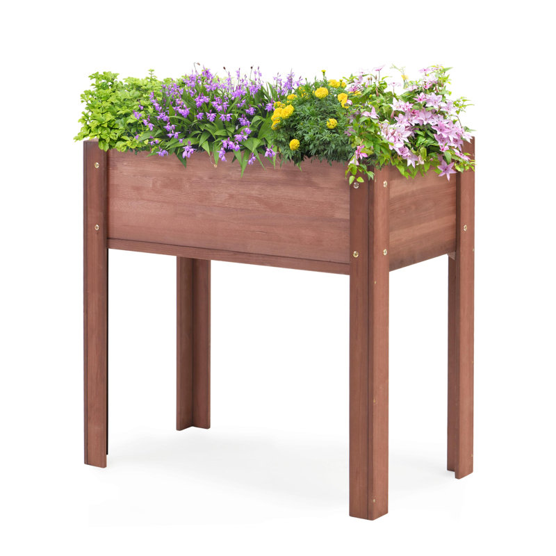 Raised Garden Bed With Legs (31X16x31''), Solid Wood Elevated Planter Box For Outdoor, Coffee