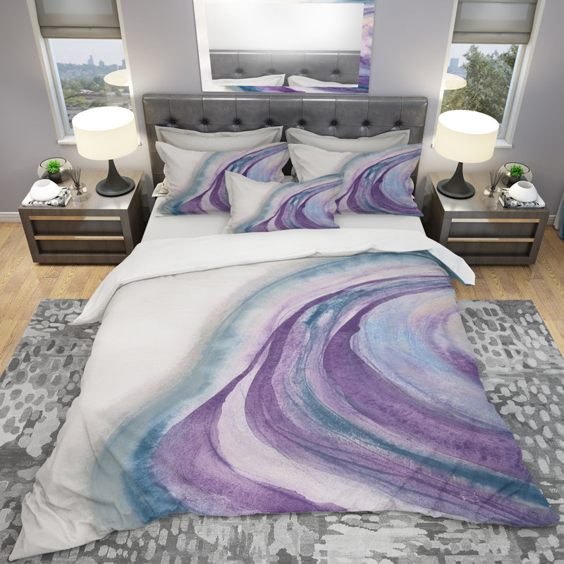 Watercolor Geode II - Ensemble de housse de couette moderne et contemporain - Microfibre de polyester