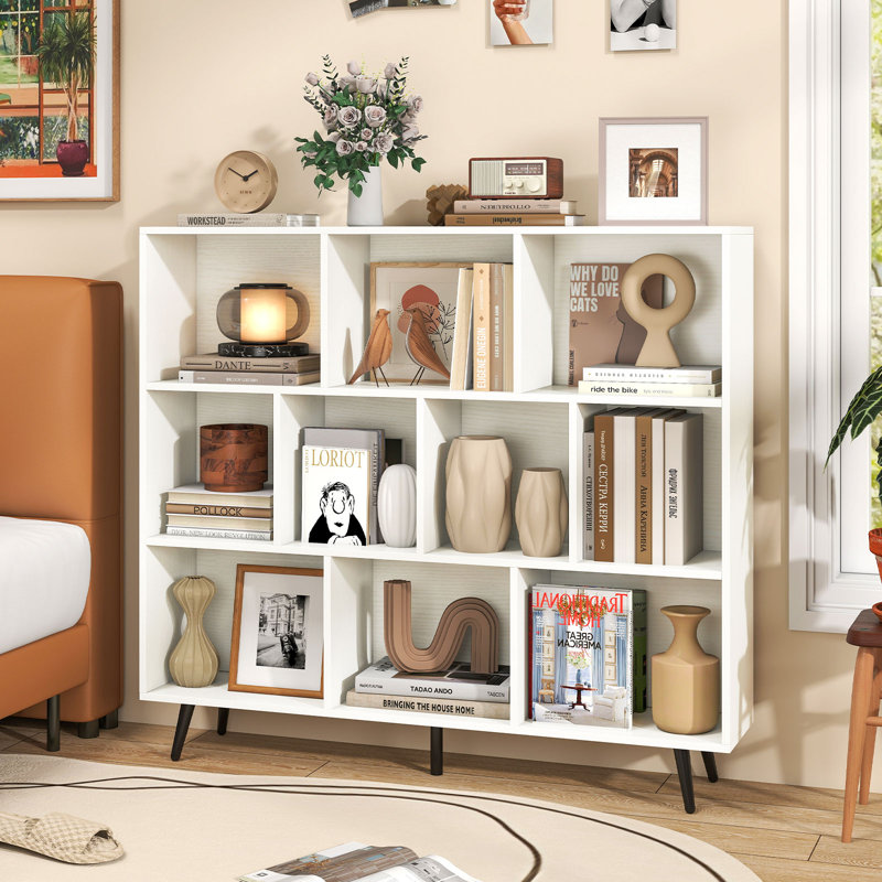 107cm H Metal Standard Bookcase, White, (10 Shelves) 107cm H x 120cm W x 24cm D
