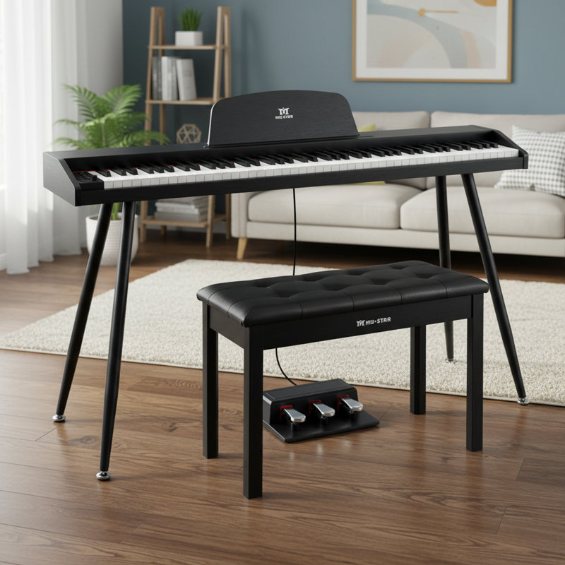 Jeu de musique électrique avec banc, Noir
