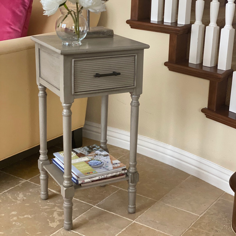 Table de bout avec rangement Akia, gris