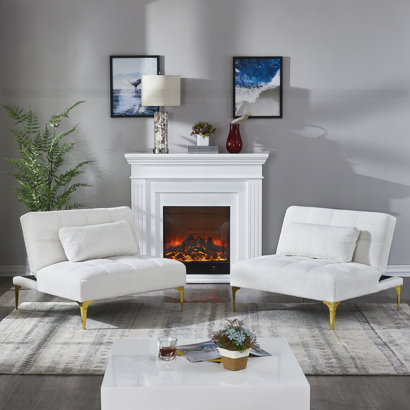 71" Convertible sofa bed, White Teddy
