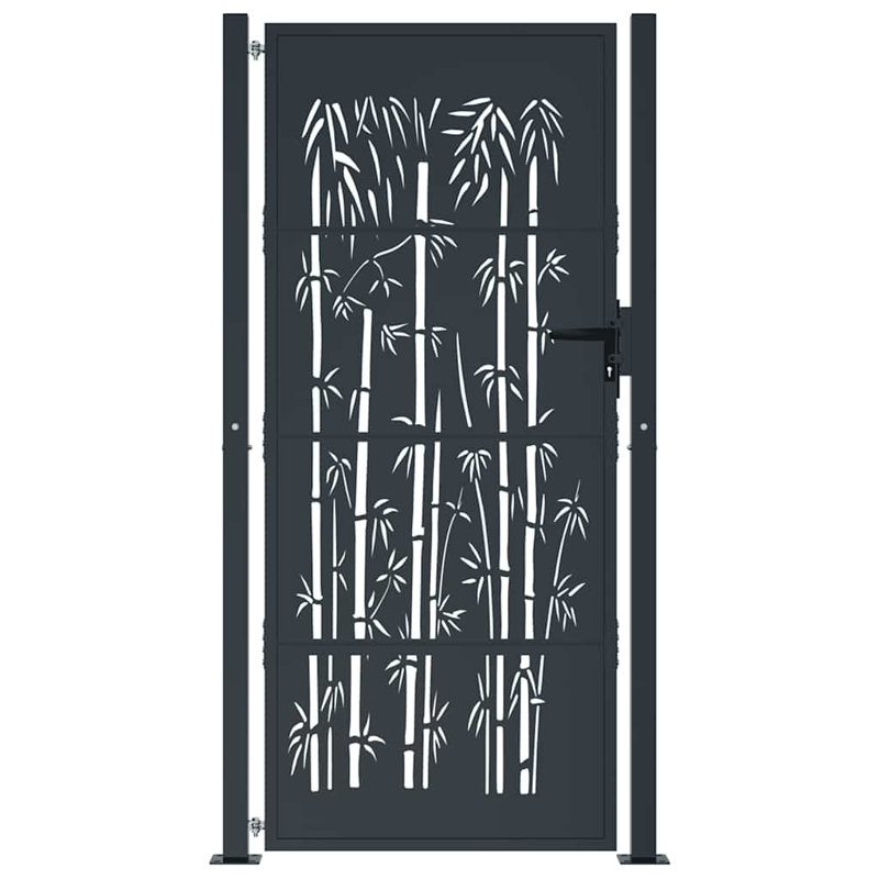 vidaXL Garden Gate Anthracite 105x205 cm Steel Bamboo Design, 39.4" x 78.7"