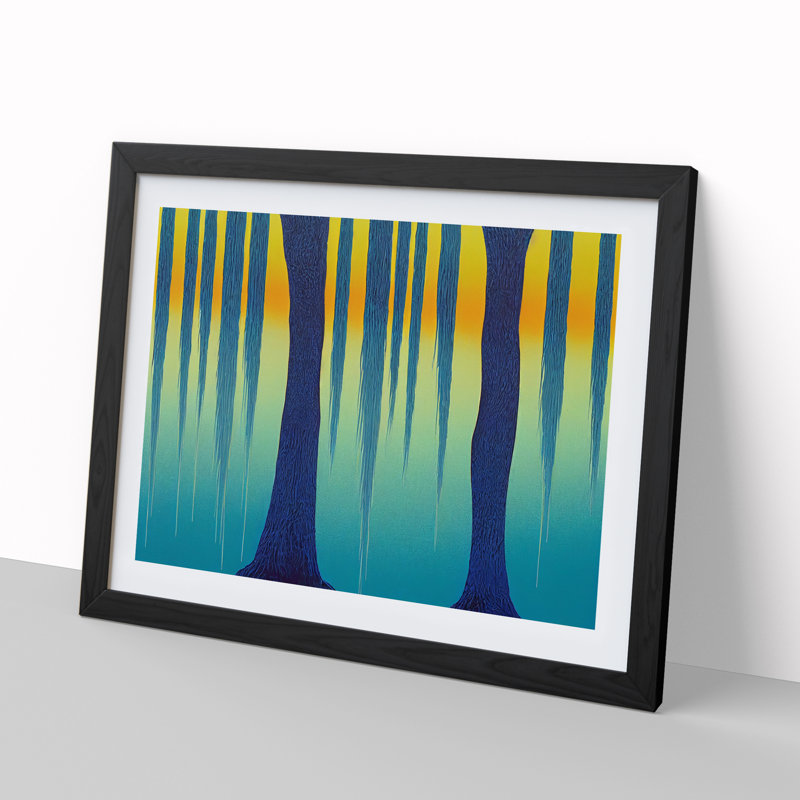XH1022-10161X Willow Tree Forest Abstract - Single Picture Frame Painting, 25cm H x 34cm W x 2cm D, Black