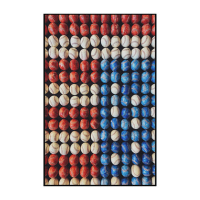 Tapis bleu / rouge / blanc